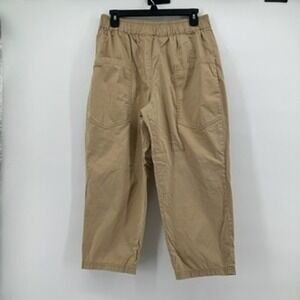 Zara Women's Beige Khaki Pull On Elastic Waist Crop‎ Casual Pants Medium